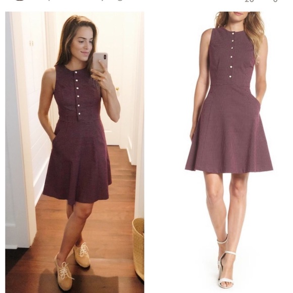 Gal Meets Glam Polka Dot Meg Sleeveless Jacquard Fit &Flare Button Front Dress 8 - Picture 3 of 12